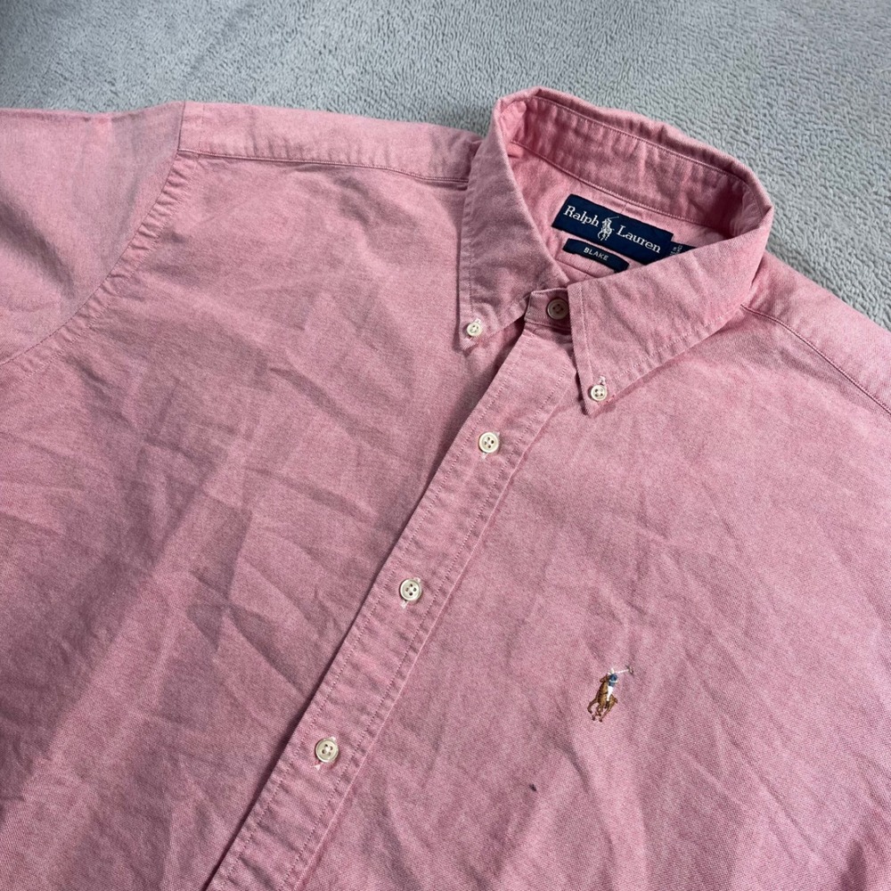 Ralph Lauren Blake Mens Large Pink Short Sleeve Oxford Button Down Shirt